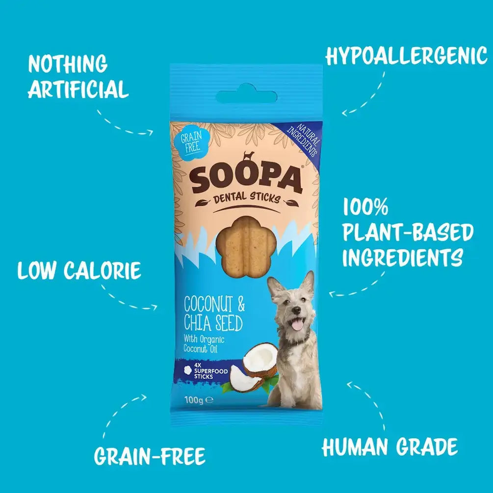 CHEWTOPIA Coconut & Chia Seed Dog Dental Sticks by SOOPA