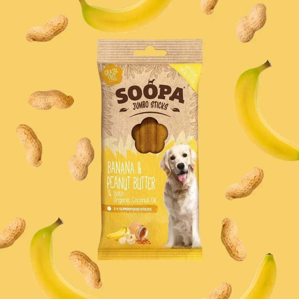 CHEWTOPIA Banana & Peanut Butter Jumbo Dental Sticks by SOOPA