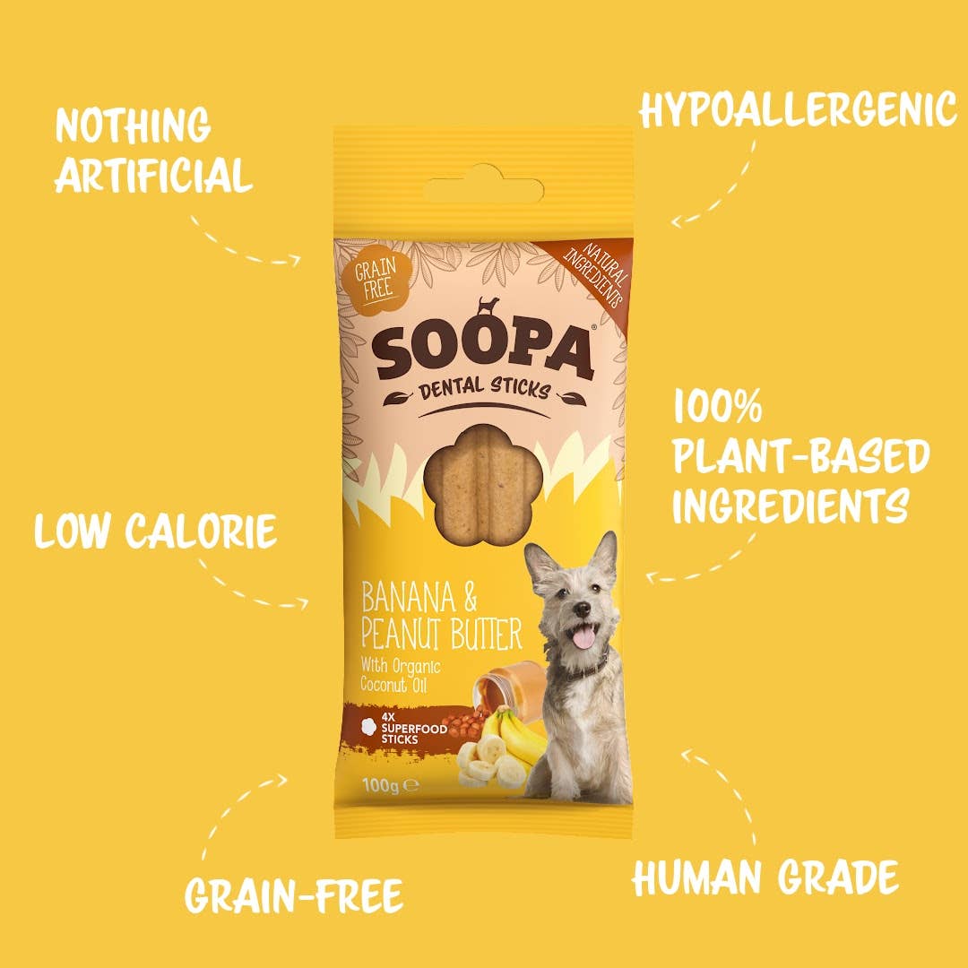 CHEWTOPIA Banana & Peanut Butter Dental Sticks by SOOPA