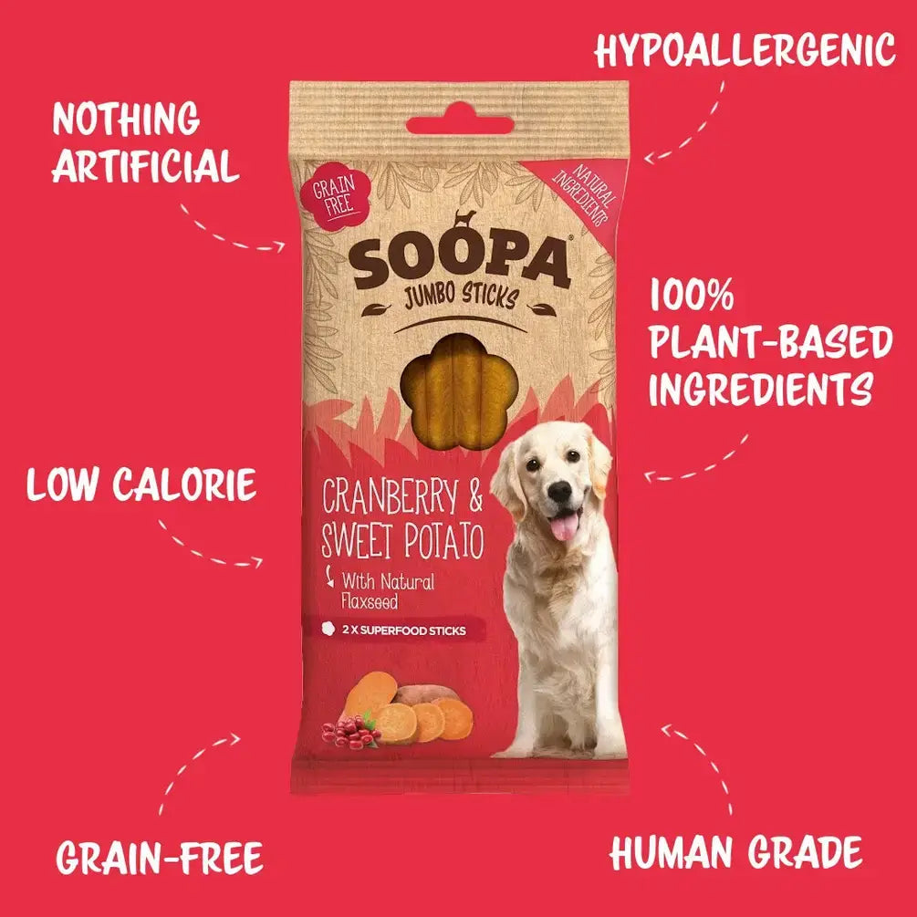 CHEWTOPIA Cranberry & Sweet Potato Jumbo Dog Dental Sticks by SOOPA