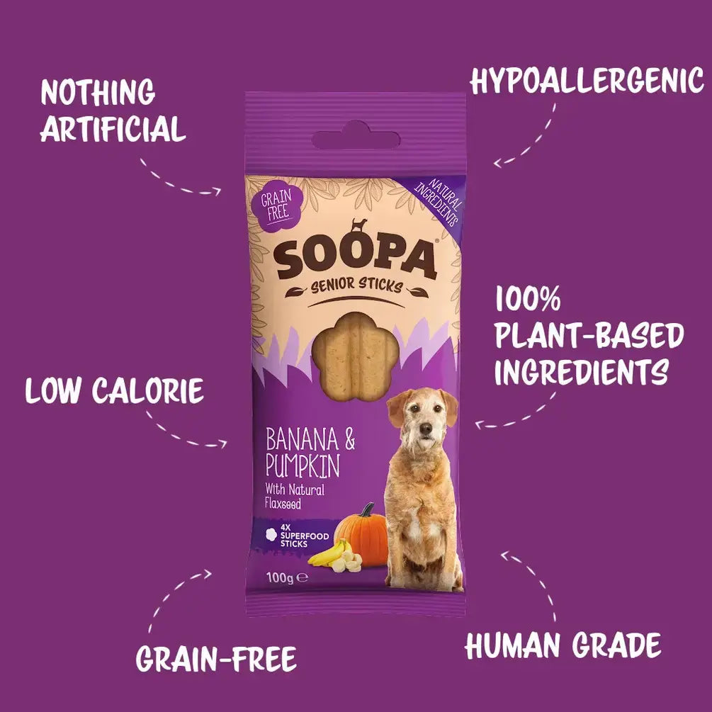 CHEWTOPIA Banana, Pumpkin & Flaxseed SENIOR Dental Sticks by SOOPA
