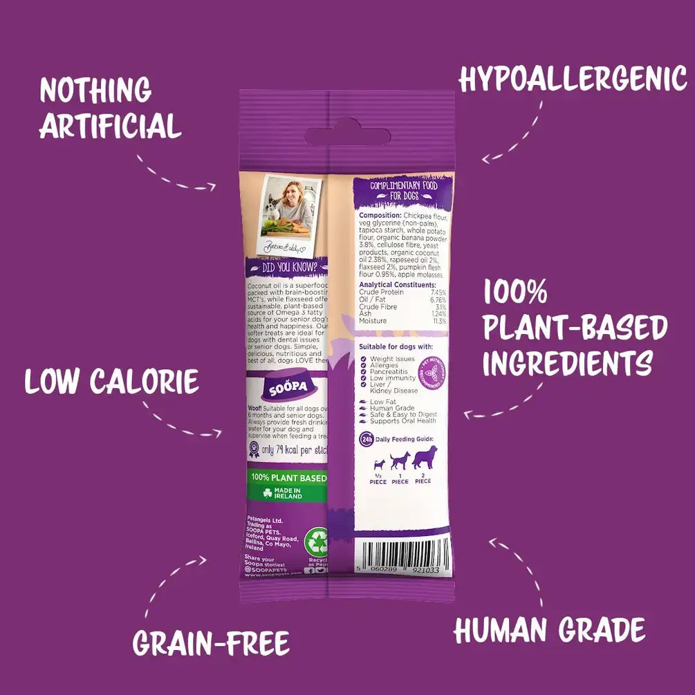 CHEWTOPIA Banana, Pumpkin & Flaxseed SENIOR Dental Sticks by SOOPA