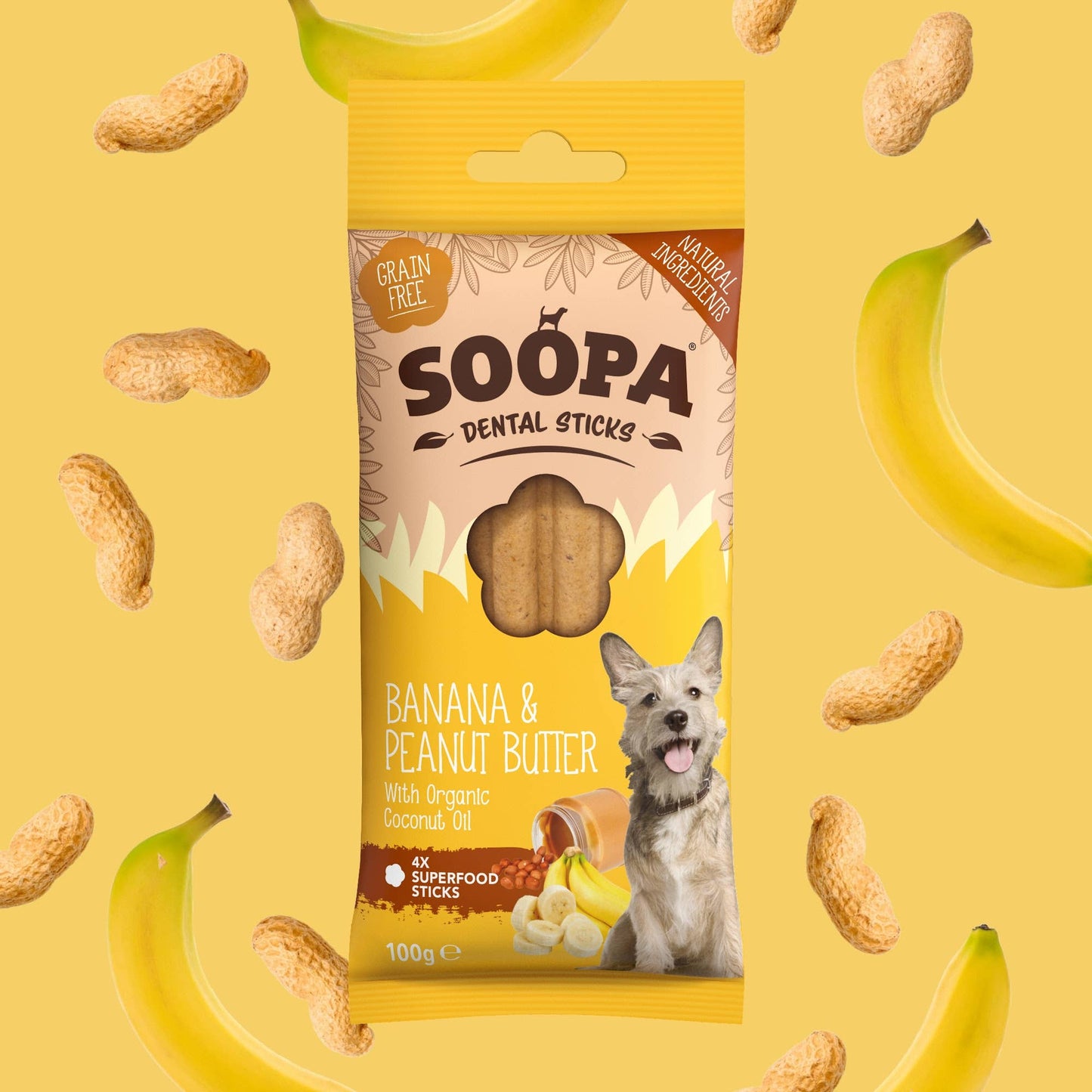 CHEWTOPIA Banana & Peanut Butter Dental Sticks by SOOPA