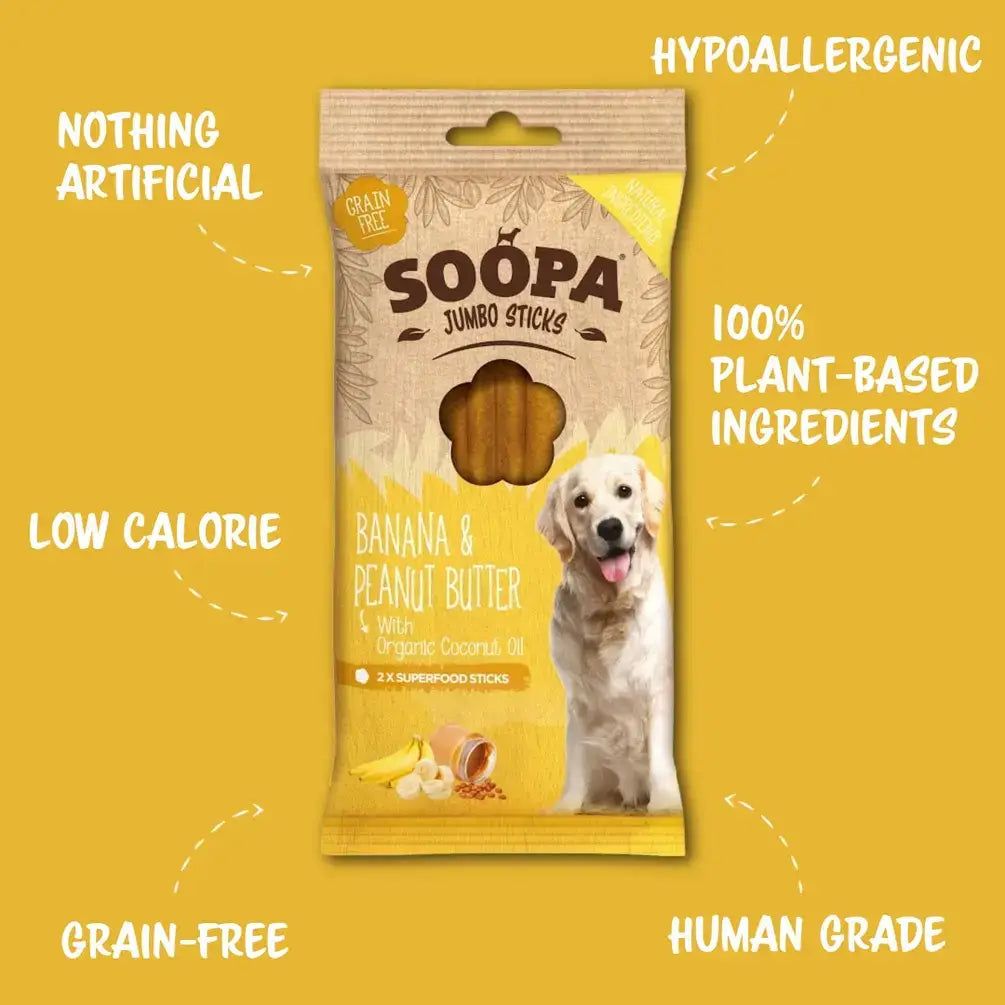 CHEWTOPIA Banana & Peanut Butter Jumbo Dental Sticks by SOOPA